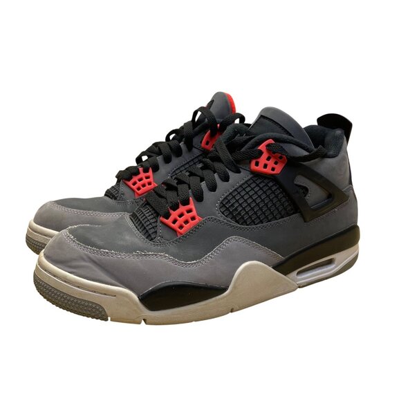 Air Jordan Men\'s Gray & Red Nubuck Retro 4 GS \